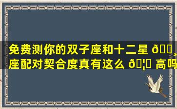 免费测你的双子座和十二星 🕸 座配对契合度真有这么 🦉 高吗